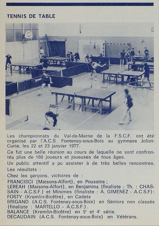 1977 — 1er des championnats départementaux F.S.C.F. (Bulletin municipal n°25)