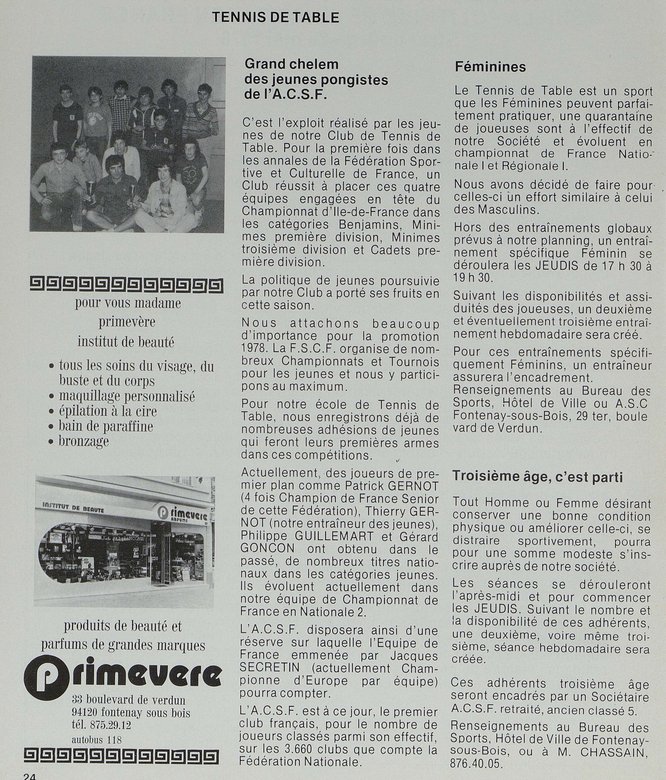 1978 — le grand chelem des jeunes en Île-de-France (Bulletin municipal n°42) 1978 — le grand chelem des jeunes en Île-de-France (Bulletin municipal n°42)