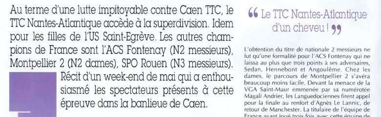 1997 — « une formalité », 3 points concédés sur tout le tournoi (France Tennis de Table)