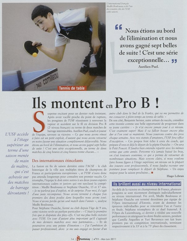 2011 — « Ils montent en Pro B ! » (Bulletin municipal n°11)