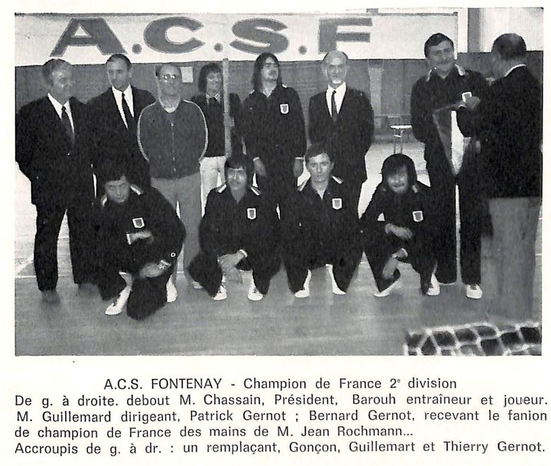 1974 — l'équipe championne de Nationale 2 (France Tennis de Table n°285)