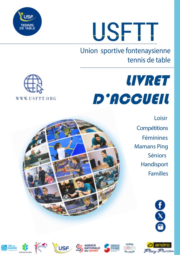 Couverture du livret d'accueil de l'USFTT, &eacute;dition 2025-2026