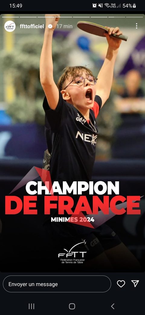 Nolan — Champion de France simple minimes (2024)