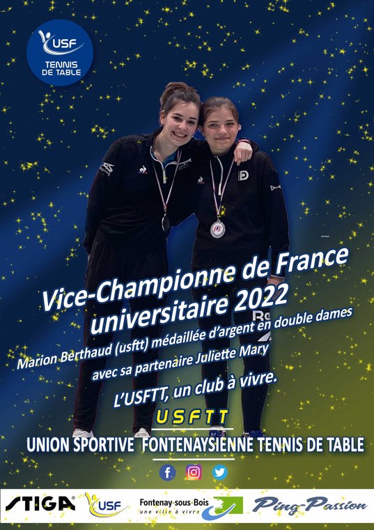 2022 — vice-championne du double dames, avec Juliette Mary