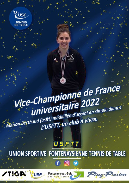 2022 — vice-championne de France universitaire du simple dames 2022 — vice-championne de France universitaire du simple dames