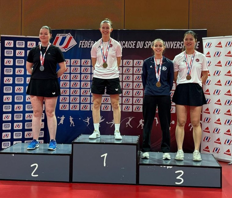 2025 — le podium du simple dames des championnats de France universitaires